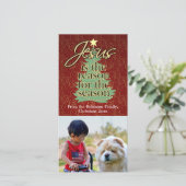 Jezus is de Reason Christelijke Kerstmis Feestdagenkaart (Staand voorkant)