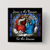 Jezus is de Reason-kerstButton Vierkante Button 5,1 Cm (Voorkant)