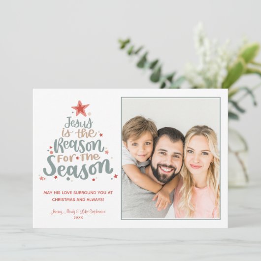 Jezus is de Reason-kerstkaart Kaart (Staand voorkant)