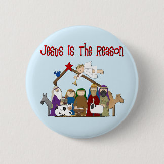 Jezus is de Reason Manger Scene Ronde Button 5,7 Cm