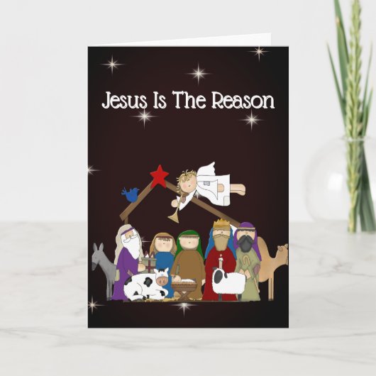 Jezus is de Reason Nativity Scene Feestdagen Kaart (Voorkant)