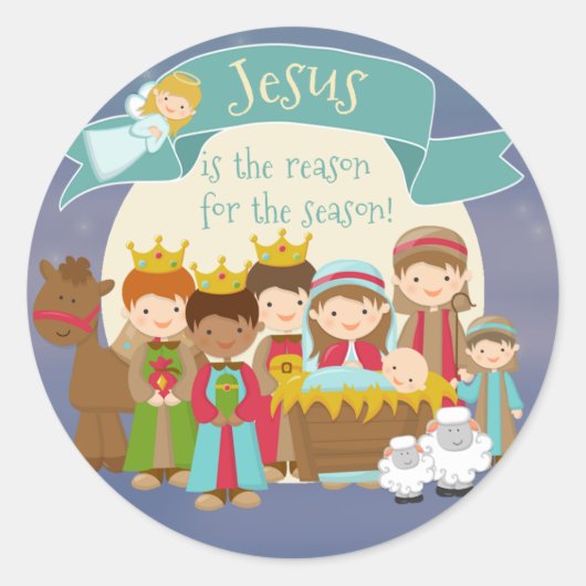 "Jezus is de reden" Geboorte Kerst sticker (Voorkant)