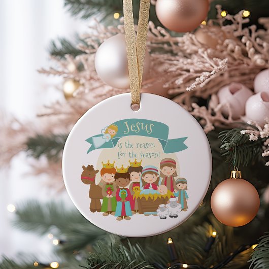 "Jezus is de reden" Geboorte Scène Keramisch Ornament