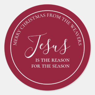Jezus is de reden Gepersonaliseerde rode kerst Ronde Sticker