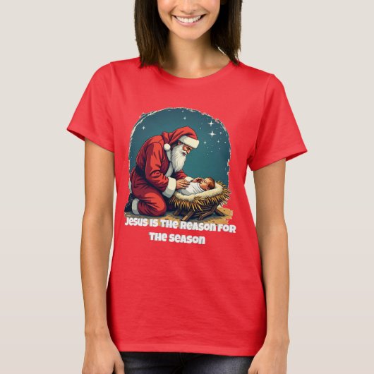 Jezus is de reden Kerstman T-shirt (Voorkant)
