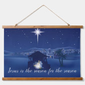 Jezus is de reden Kerststal  Hangend Wandkleed (Voorkant)