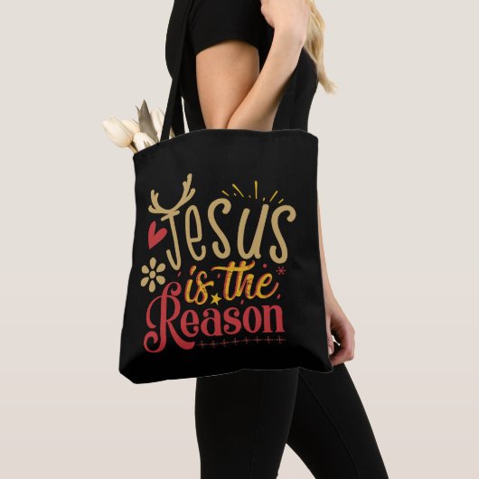 Jezus is de reden Kerstvakantie religieus Tote Bag (Dichtbij)