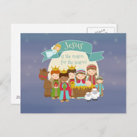 "Jezus is de reden" Nativity Post Kaart (Voorkant / Achterkant)