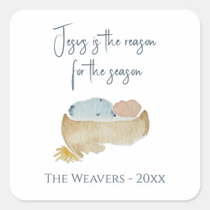 Jezus is de reden Oorspronkelijke waterverf Gebo Vierkante Sticker