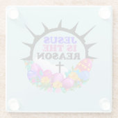 Jezus is de Reden - Pasen Wreate Glazen Onderzetter (Achterkant)