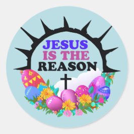 Jezus is de Reden - Pasen Wreate Ronde Sticker