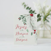 Jezus is de reden van de Waterverf kerstwinter Briefkaart (Staand voorkant)