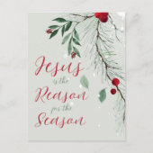 Jezus is de reden van de Waterverf kerstwinter Briefkaart (Voorkant)