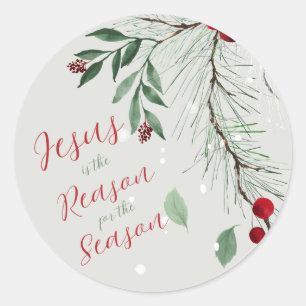 Jezus is de reden van de Waterverf kerstwinter Ronde Sticker