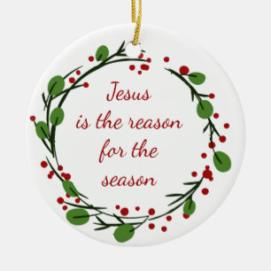 "Jezus is de reden van het seizoen" Kerstbestek on Keramisch Ornament