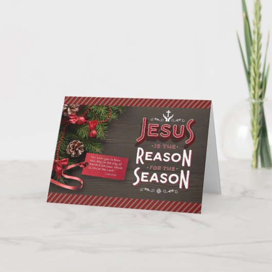 Jezus is de reden van het seizoen met cadeaukaartj feestdagen kaart (Voorkant)
