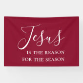 Jezus is de reden van het seizoen Rode Kerst Spandoek (Horizontaal)