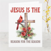 Jezus is de reden van het seizoen. Xmas Kaarten. Kaart (Gele Bloem)