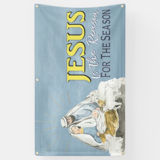 Jezus is de reden van kerstmis spandoek (Verticaal)