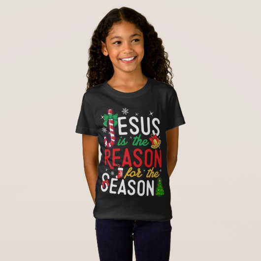 Jezus is de reden voor Christelijke kerstfeestdage T-shirt (Voorkant volledig)