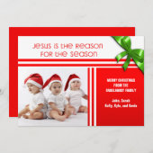 Jezus is de reden voor de Christelijke aangepaste  Feestdagenkaart (Voorkant / Achterkant)