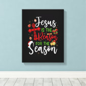 Jezus is de reden voor de kerstfamilie. canvas afdruk (Insitu (Houten vloer))