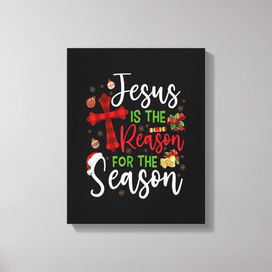 Jezus is de reden voor de kerstfamilie. canvas afdruk (Voorkant)