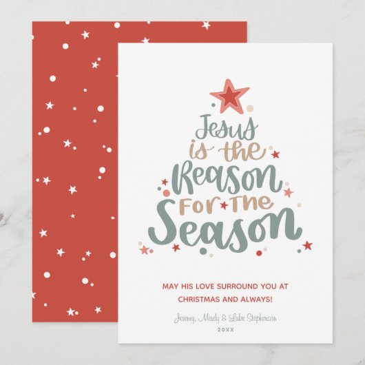 Jezus is de reden voor de kerstkaart voor de seizo kaart (Voorkant / Achterkant)