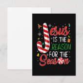 Jezus is de reden voor de kerstpajam. RSVP kaartje (Voorkant / Achterkant)