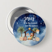 Jezus is de reden voor de kerststal knop ronde button 7,6 cm (Voorkant /achterkant)