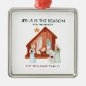 Jezus is de reden voor de Waterverf van het seizoe Metalen Ornament (Voorkant)