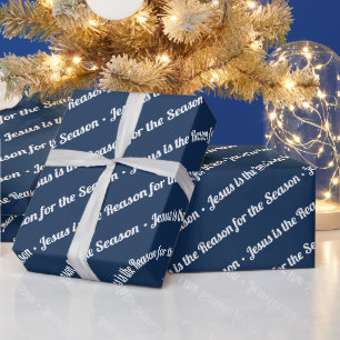 Jezus is de reden voor de zeemacht blauw cadeaupapier
