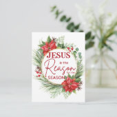 Jezus is de reden voor het kerstfeest briefkaart (Staand voorkant)
