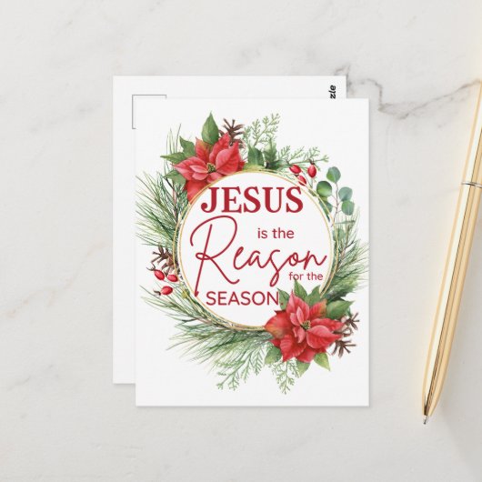 Jezus is de reden voor het kerstfeest briefkaart (Voorkant / Achterkant in situ)