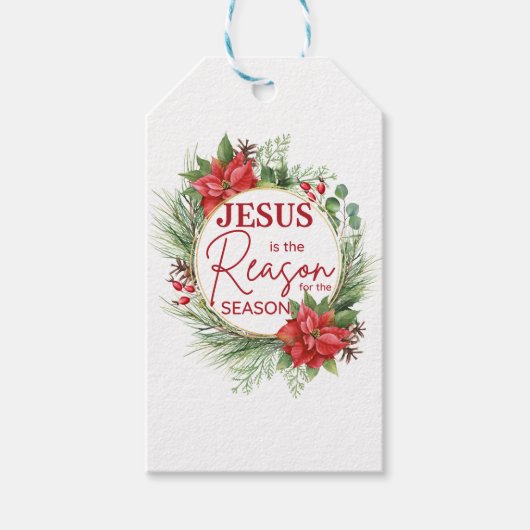 Jezus is de reden voor het kerstfeest cadeaulabel (Voorkant)