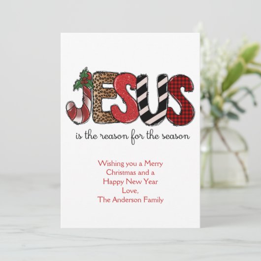 Jezus is de reden voor het kerstfeest feestdagenkaart (Staand voorkant)