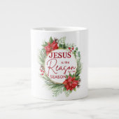 Jezus is de reden voor het kerstfeest grote koffiekop (Voorkant)