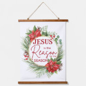 Jezus is de reden voor het kerstfeest hangend wandkleed (Voorkant)