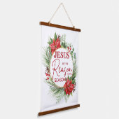 Jezus is de reden voor het kerstfeest hangend wandkleed (Gebogen)