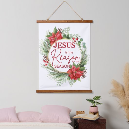Jezus is de reden voor het kerstfeest hangend wandkleed (Slaapkamer)