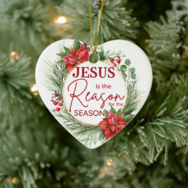 Jezus is de reden voor het kerstfeest keramisch ornament