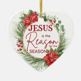 Jezus is de reden voor het kerstfeest keramisch ornament