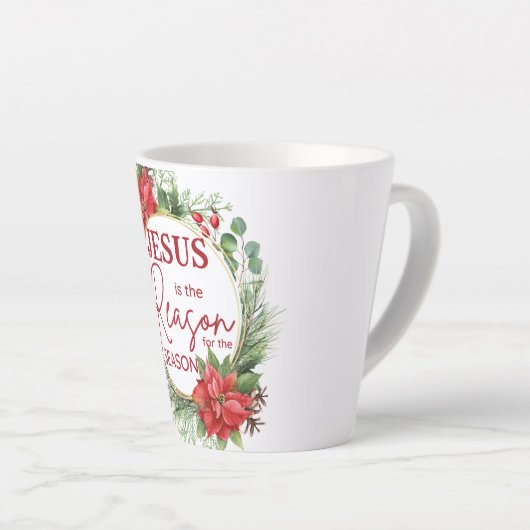 Jezus is de reden voor het kerstfeest latte mok (Rechterhoek)