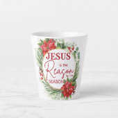 Jezus is de reden voor het kerstfeest latte mok (Voorkant)