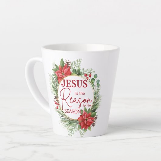 Jezus is de reden voor het kerstfeest latte mok (Linkerhoek)