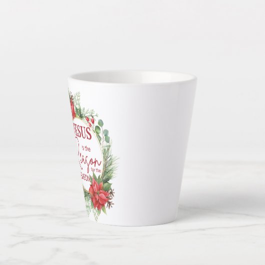 Jezus is de reden voor het kerstfeest latte mok (Voorkant)