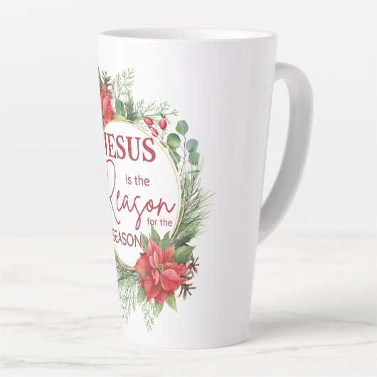 Jezus is de reden voor het kerstfeest latte mok (Rechterhoek)