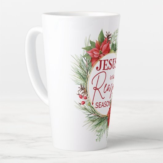 Jezus is de reden voor het kerstfeest latte mok (Linkerhoek)