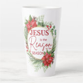 Jezus is de reden voor het kerstfeest latte mok (Voorkant)