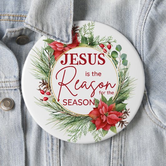 Jezus is de reden voor het kerstfeest ronde button 6,0 cm (In situ)